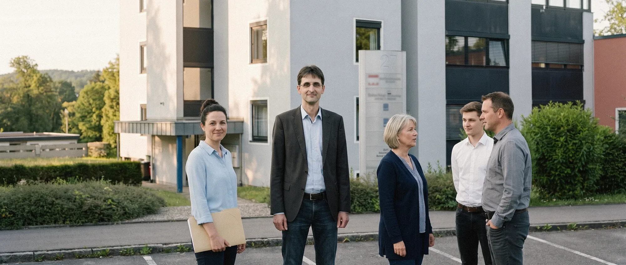 Das Team von Eisenmenger und Kollegen vor der Kanzlei am Hagenbacher Ring